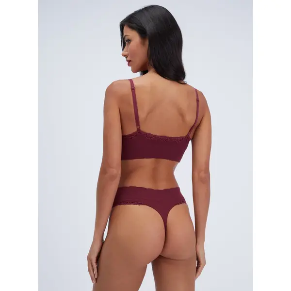 Ribbed seamless high leg thong