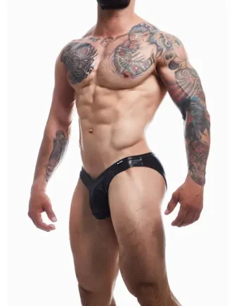 C4M Boost Black Leatherette Bikini Brief