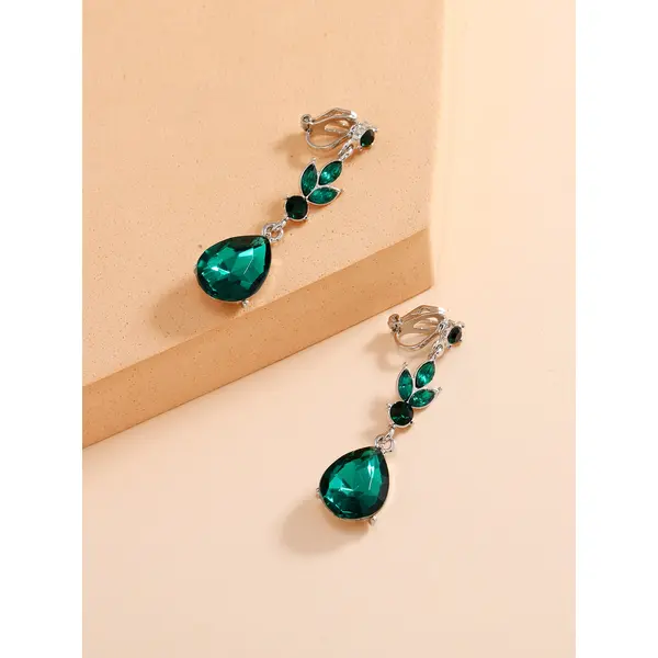 Rhinestone Decor Clip On Earrings