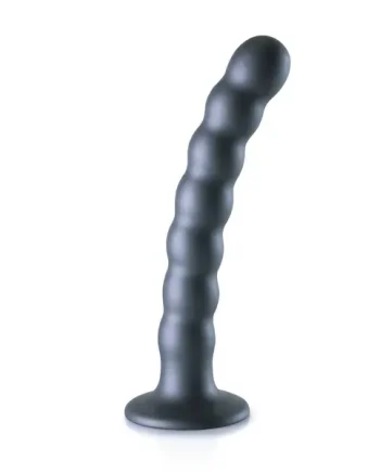 Ouch Beaded Silicone G Spot Dildo 6 5inch Metallic Grey