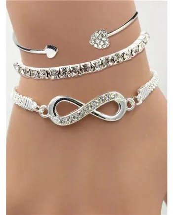 3pcs/set Rhinestone Decor Bracelet