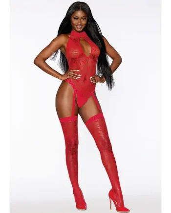 Dreamgirl Seamless Heart Fishnet Bodystocking