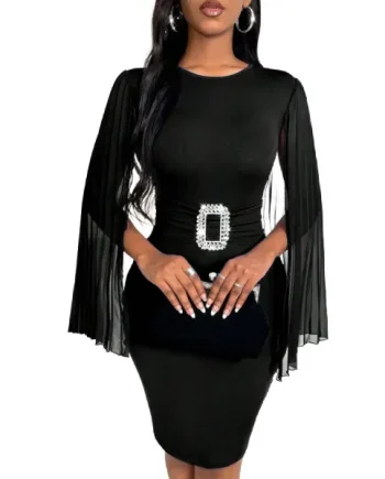 Sheer Cape Sleeve Bodycon Dress