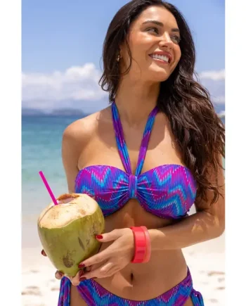 Malibu Strapless Underwired Lightly Padded Halter Bikini Top - Multi