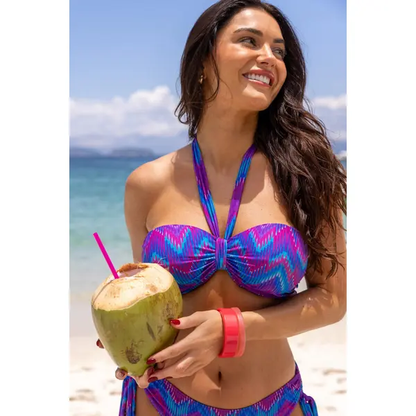 Malibu Strapless Underwired Lightly Padded Halter Bikini Top - Multi