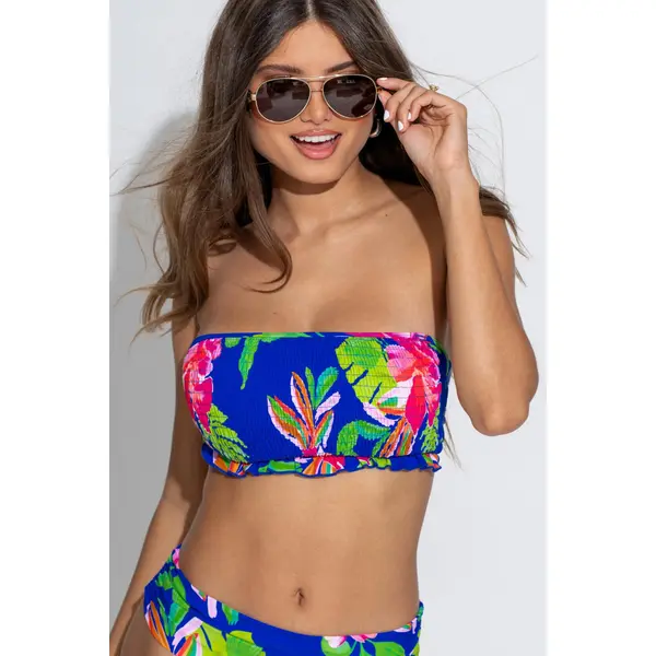 Free Spirit Strapless Underwired Bikini Top - Ultramarine/Pink