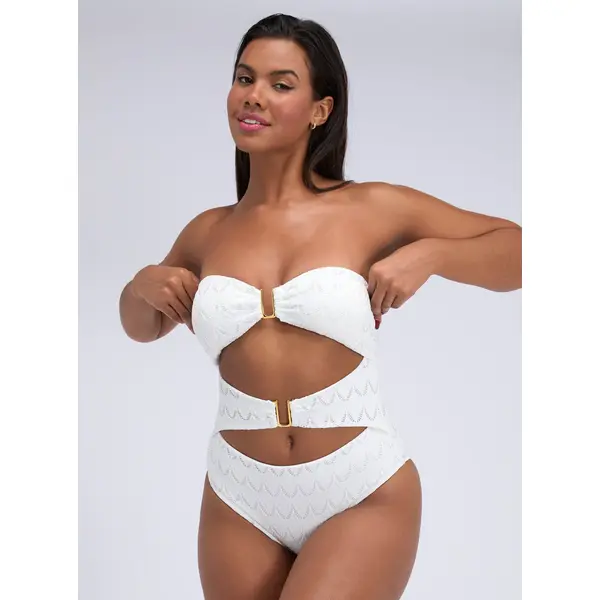 Adria textured bandeu swimsuit