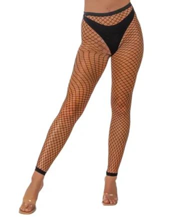 Lace by LJ One Size Industrial Net Footless Tights Black
