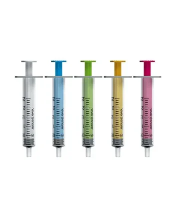 Nevershare 2ml Luer Slip coloured syringes (mixed)