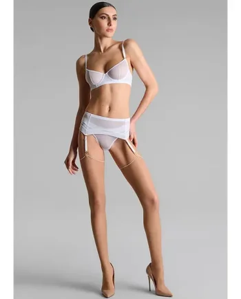 Maison Close Cut And Curled Nude White Seamed Stockings