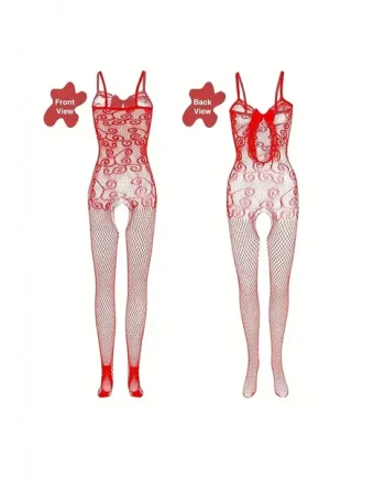 Red Crotchless Fishnet Bodystocking RDBS1
