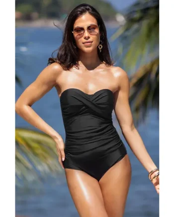 Santa Monica Strapless Tummy Control Swimsuit - Black
