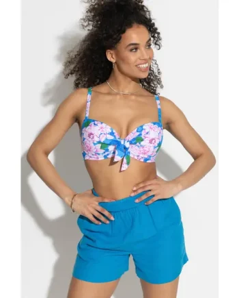 Bree High-Waist Linen Blend Elasticated Co-Ord Short - Blue