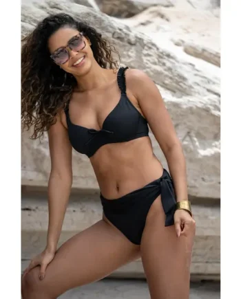Ocean Breeze Foldover Tie Bikini Brief - Black