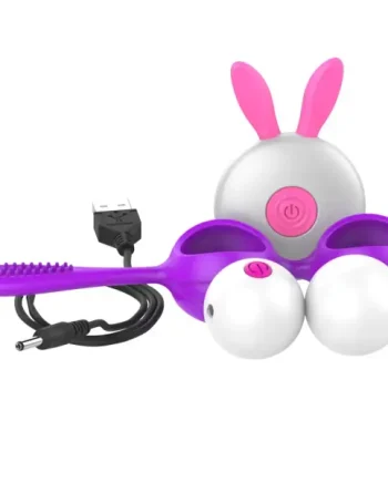Rechargeable Vibrating Kegel Balls with Remote - Purple - 13.6 cm