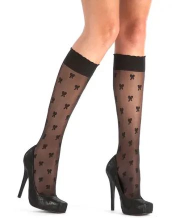 Pretty Polly Heart Bow Knee Highs 2 Pair Pack