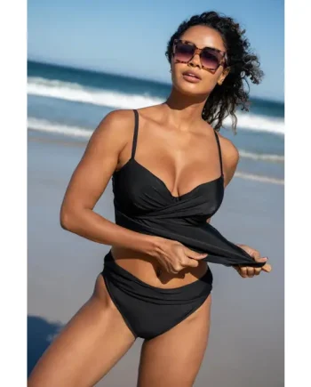 Free Spirit Underwired Lightly Padded Tankini Top - Black