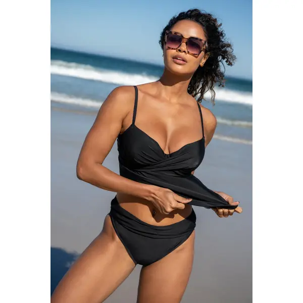 Free Spirit Underwired Lightly Padded Tankini Top - Black