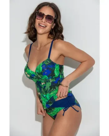 Palermo Underwired Padded Tankini Top - Navy Fern
