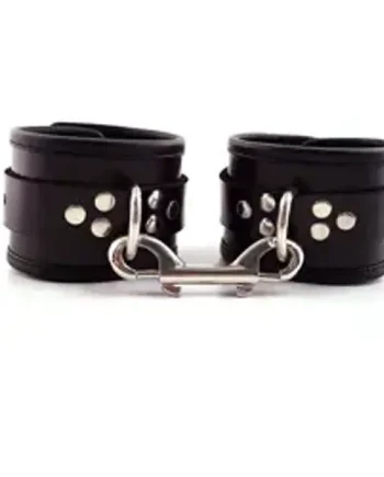 Rouge Garments Black Leather Ankle Cuffs With Piping