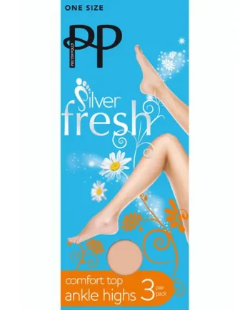 Pretty Polly Silver Fresh Comfort Top Ankle Highs 3 Pair Pack