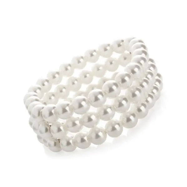 B4 – Three row elasticated white pearl effect bracelet