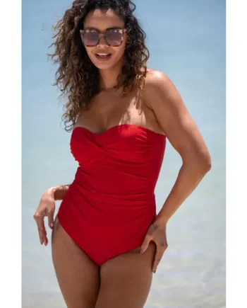 Santa Monica Strapless Tummy Control Swimsuit - Red