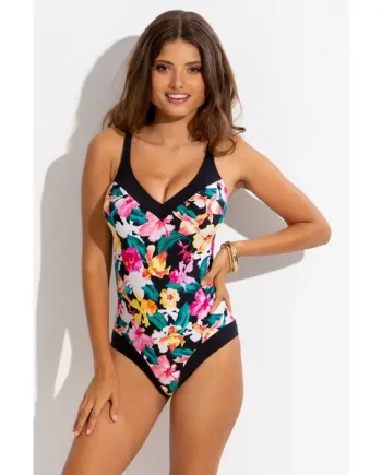 Contour Tummy Control Swimsuit - Black Floral