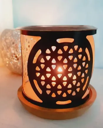 Aromafume Incense Brick diffuser with Wooden coaster - Flower of Life
