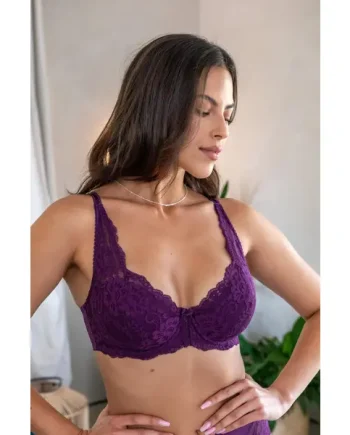 Fleur Lightly Padded Underwired Bra - Plum