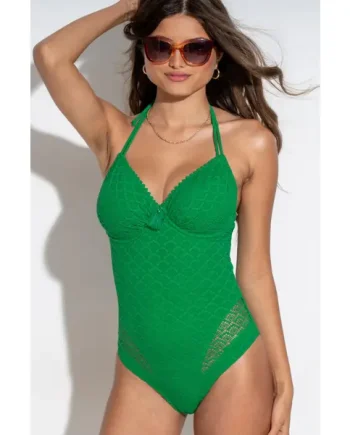 Castaway Adjustable Halter Underwired Swimsuit - Green