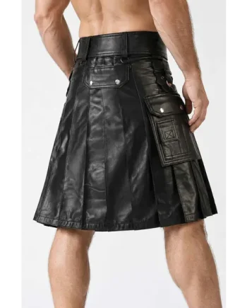 Mens Full Grain Leather Gladiater Kilt Pleated Bluf Breeches Sheep Or Cowhide KILT1