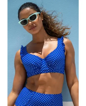 Sicily Longline Underwired Bikini Top - Blue/White