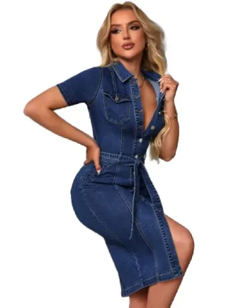 Casual Short Sleeve Denim Dress