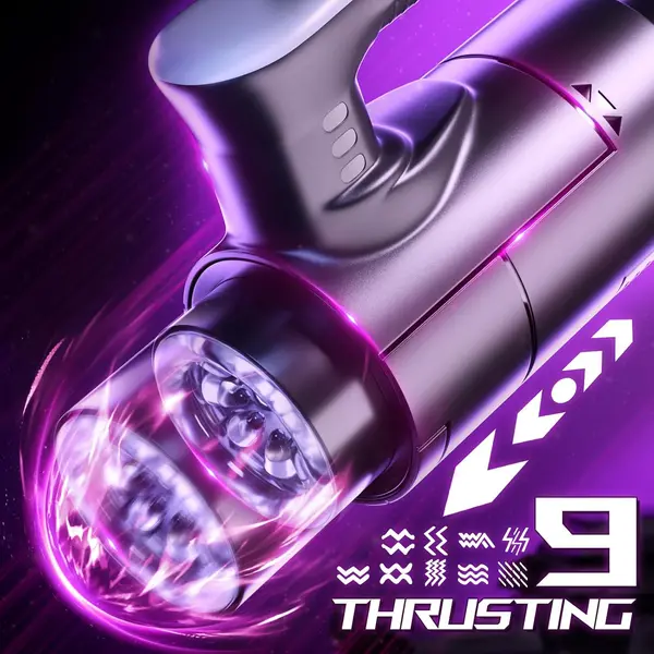Upgraded Handheld Telescopic Male Masturbator with 9 Powerful Thrusting Rotating