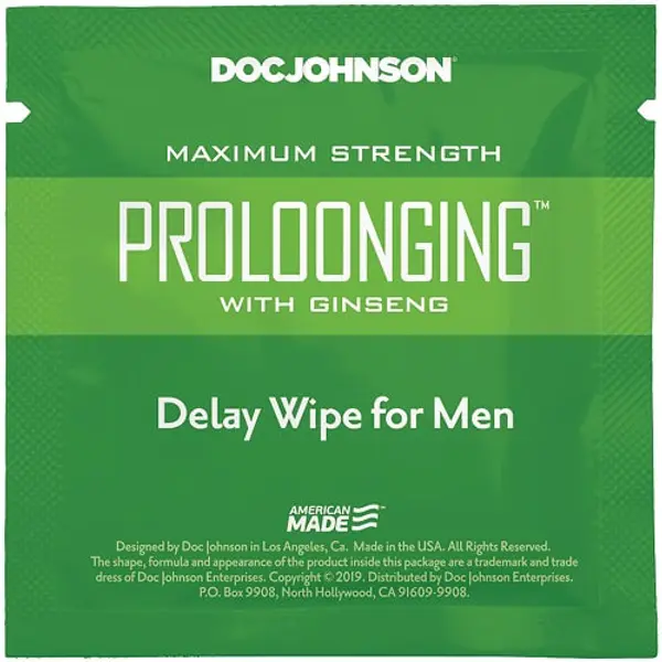 Doc Johnson Prolong with Ginseng Delay Wipe for Men