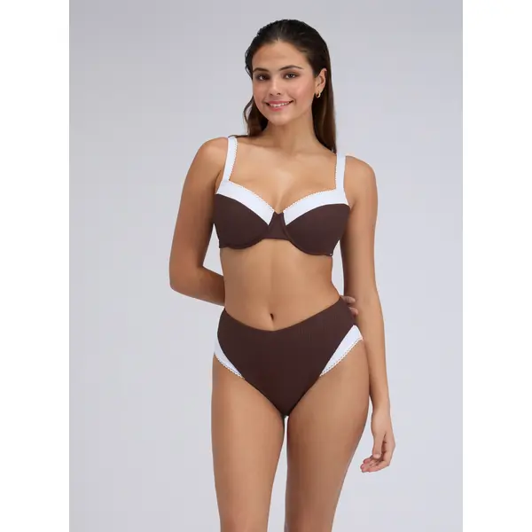 Rivoli picot high waist bikini bottoms