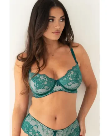 Amour Underwired Non-Padded Bra D-H - Teal/Soft Pink
