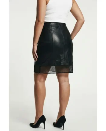 Black Leather Skirt with net lining NORA