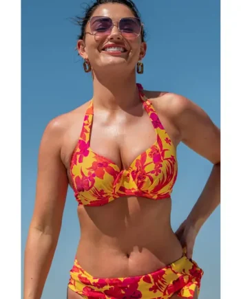 Heatwave Non-padded Underwired Halter Top - Yellow Floral