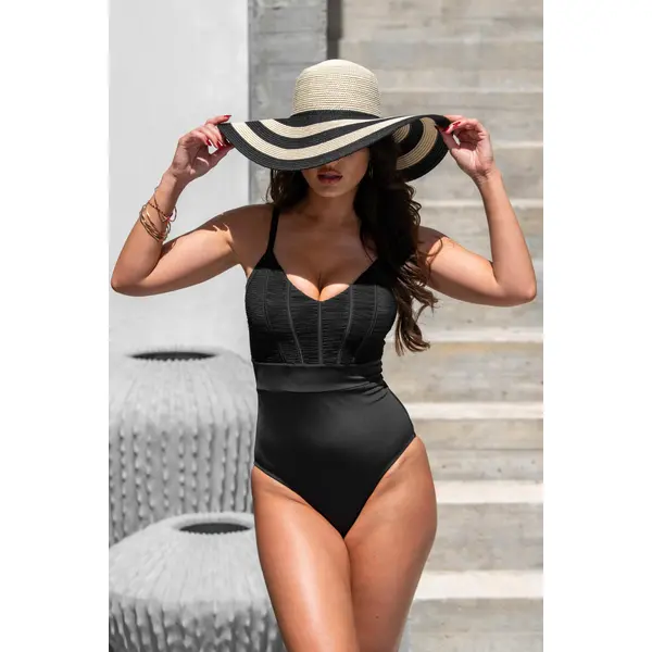 Ruched Pleated Control Swimsuit - Black