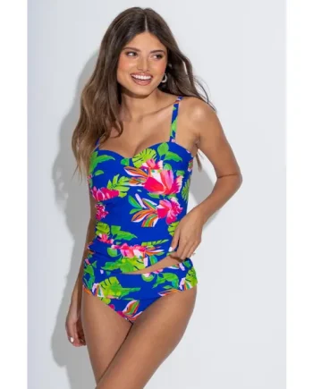 Santa Monica Non-Wired Strapless Tankini Top - Ultramarine/Pink