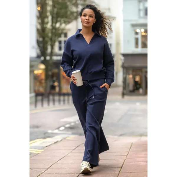 The Softest Off Duty Wide Leg Jogger - Navy