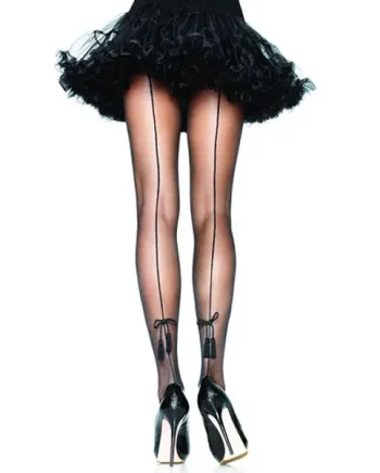Leg Avenue Sheer Backseam Tights with Tassel Bow 7178