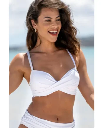 Free Spirit Lightly Padded U/W Twist Front Bikini Top - White
