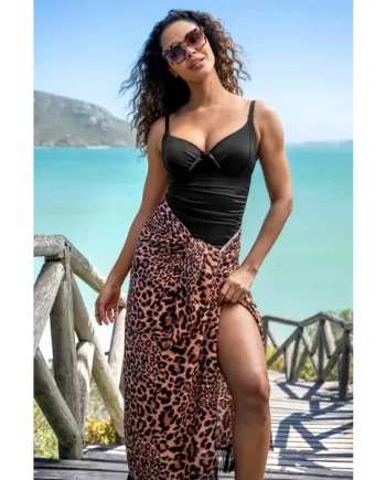 Fringe Trim Crinkle Multiway Sarong - Leopard