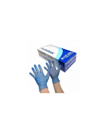 Box of 100 Gloveman Blue Powder Free Vinyl Gloves