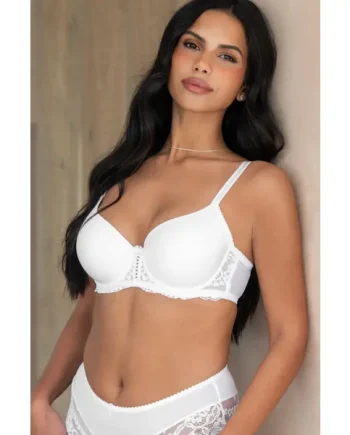 Fleur Lightly Padded Balconette T-Shirt Bra - White