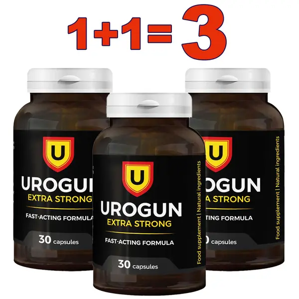 1+1=3! Urogun Extra Strong capsules for potency - 90 pcs.
