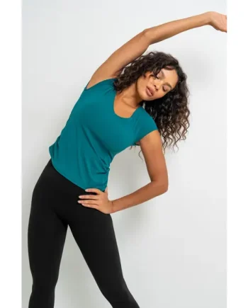 The Buttery Soft Moves With You Non-Wired Hidden Support T-Shirt - Teal